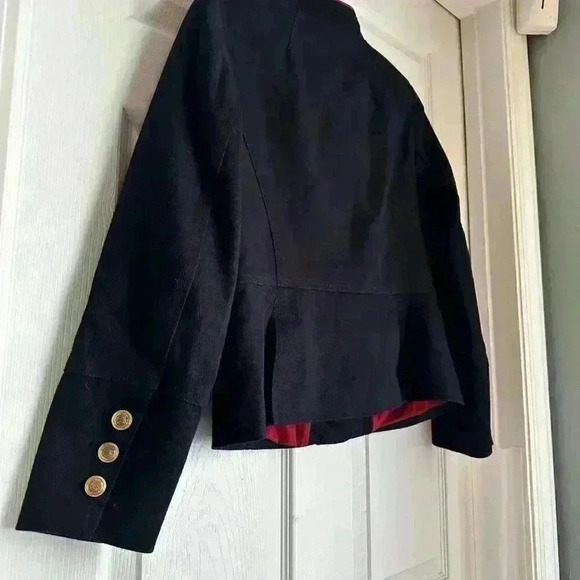 Talbots Women's Sz 6 Military Compact Twill Jacket Blazer Navy Blue Gold Buttons - Picture 6 of 8